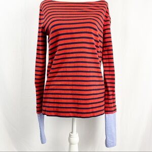 J.Crew Women’s Cuffed Boat Neck Top Striped Shirt